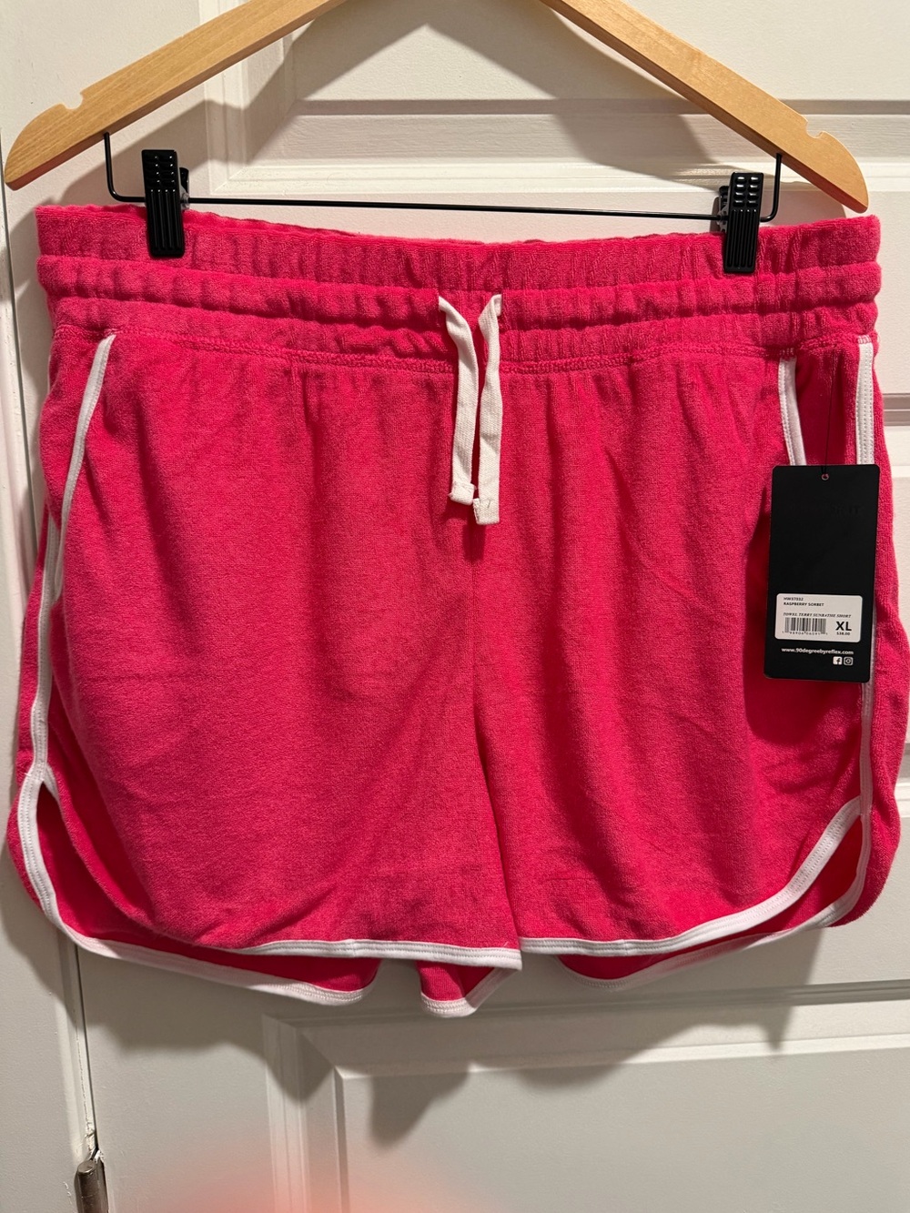NWT 90 degree By Reflex hot pink Terry cloth shorts! Sz. XL